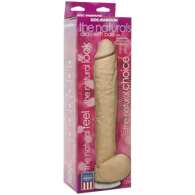 The Naturals 12 Inch Natural Dong With Balls White