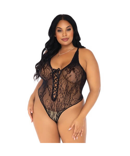Leg Avenue Plus Size Floral Lace Thong Body