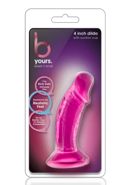 B Yours - Sweet n' Small 4 Inch Dildo With  Suction Cup - Pink