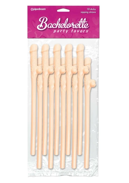 Bachelorette Party Favors 10 Pecker Straws Flesh