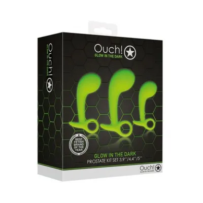 Ouch Glow Prostate Kit Set Of 3 Glow In The Dark Green