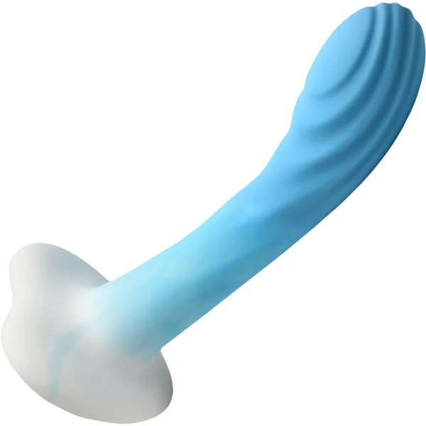 Simply Sweet Rippled 7" Silicone G-Spot Suction Cup Dildo - Blue & White