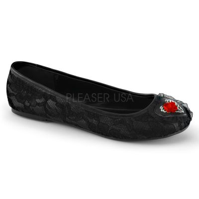 Mary Jane Lace Flat w Heart Patch Skeleton Ribcage Design