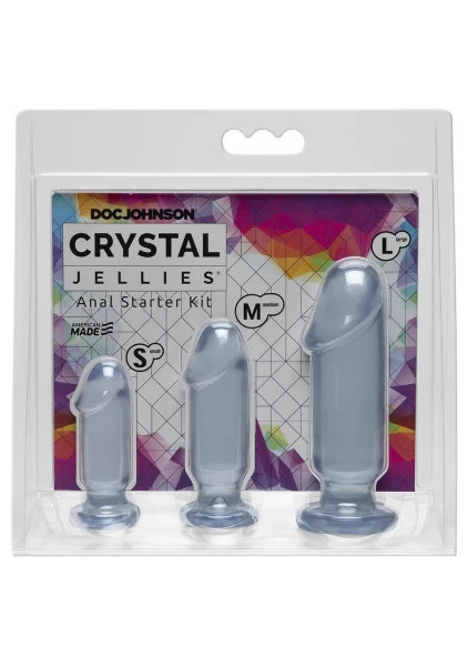 Doc Johnson Crystal Jellies Anal Starter Kit with 3 Penis Shaped Plugs - Pink
