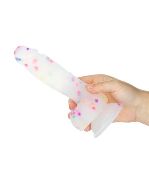 Addiction Party Marty Confetti Vibrating Silicone Dildo 7.5in
