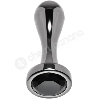 Gender X Black Pearl Metal Butt Plug With Black Gem Base