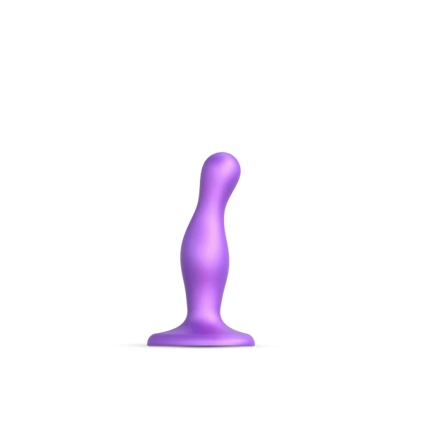 Strap-on-Me Hybrid Collection Curvy Silicone Suction Cup Dildo - L Metallic Purple