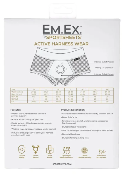 EM.EX. Fit Harness Fishnet Strap-On Harness Brief By Sportsheets - X-Large, Waists 31" to 34"
