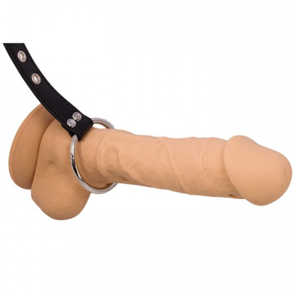Dominator Faux Leather Nipple Clamp And Cock Ring Chain Harness — image 4 of 5
