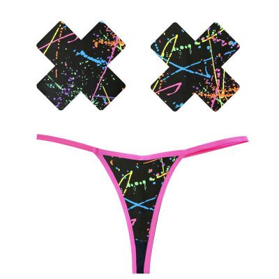 Graffiti Neon G String X Pastie Set OS