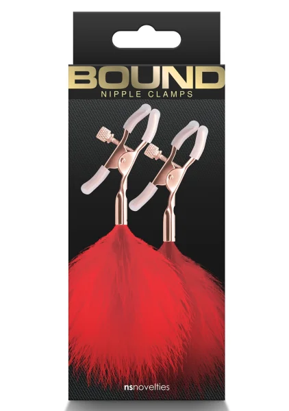 Bound Adjustable F1 Feather Nipple Clamps by NS Novelties - Rose Gold & Pink