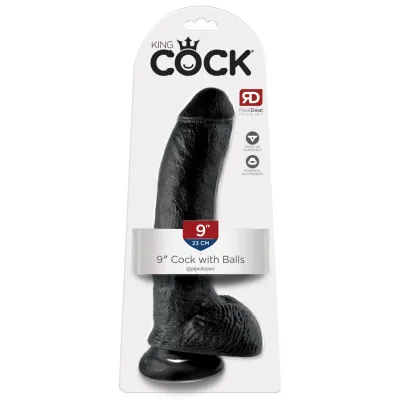 King Cock 9 Cock w Balls Black