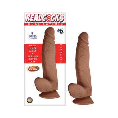 Real Cocks Dual Layered 6 8 inches Curved Dildo