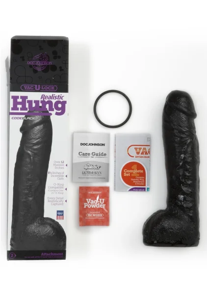 Doc Johnson Vac-U-Lock Realistic Hung 12" Cock - CodeBlack
