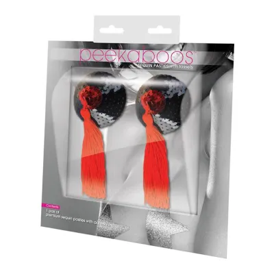 Sequin Pasties With Tassel Red