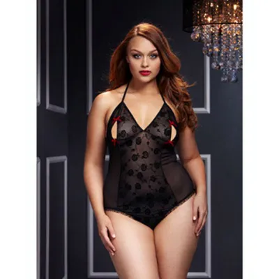 BACI Lace Bodysuit Bra Slits Queen