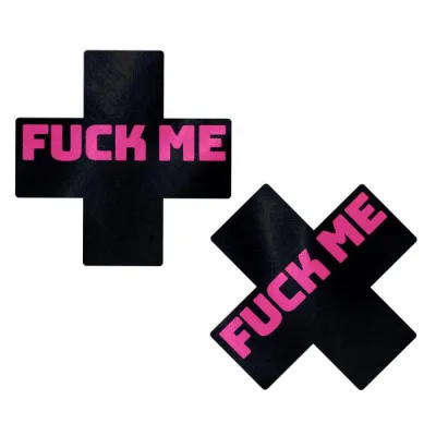 Pastease Liquid Black Cross Pink F ck Me Pasties