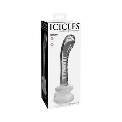 Icicles No 88 G Spot Glass Textured Dildo with Removable Suction Cup 6 Inch