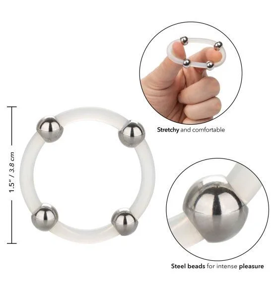 Steel Beaded Silicone Ring Large Clear — image 6 of 8