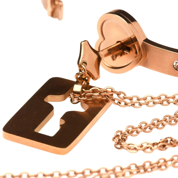 Cuffed Locking Bracelet and Key Necklace