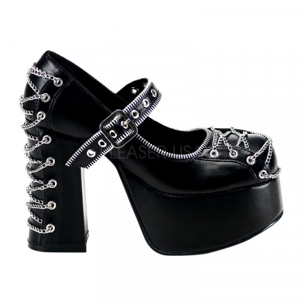 CHARADE-25 - 4 1/2" P/F Goth Punk Lolita MJ W/ Chain Corseting & Zipper