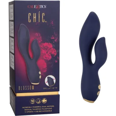 CalExotics Chic Blossom Rechargeable Rabbit Vibrator Navy