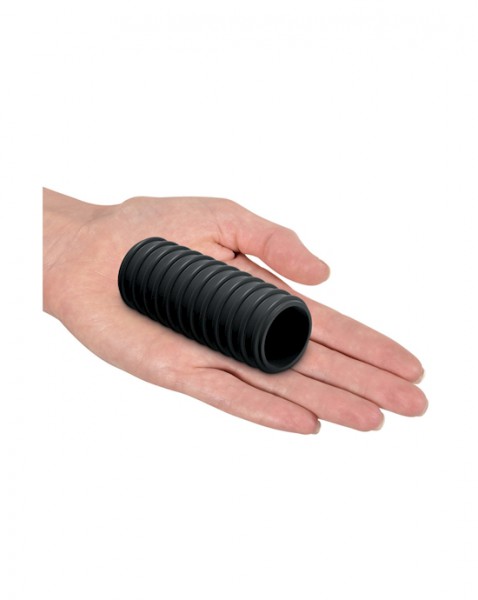 Control By Sir Richards Ribbed Silicone 4 Inch Enhancer - Black - O/s