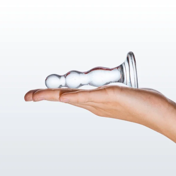 Triple Play 4" Beaded Glass Butt Plug Dildo