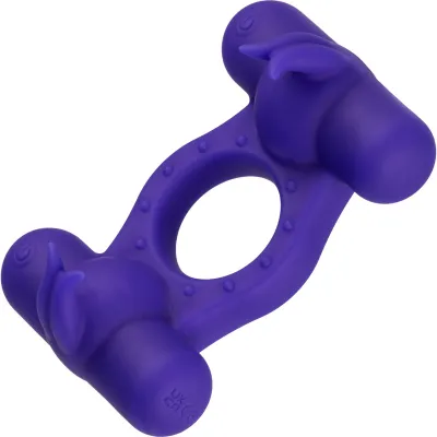 Silicone Rechargeable Triple Orgasm Enhancer Vibrating Cock Ring By CalExotics Purple