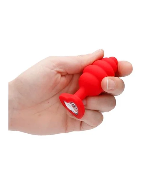 Large Ribbed Diamond Heart Plug