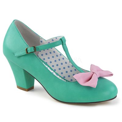 2 1 2 inches Cuben Heel T Strap Pump W Bow