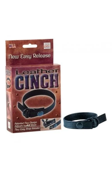 Leather Cinch Adjustable Cockring With Snap Release Black — image 6 of 6