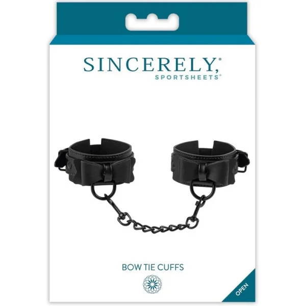 Sincerely Bow Tie Cuffs By Sportsheets - Black