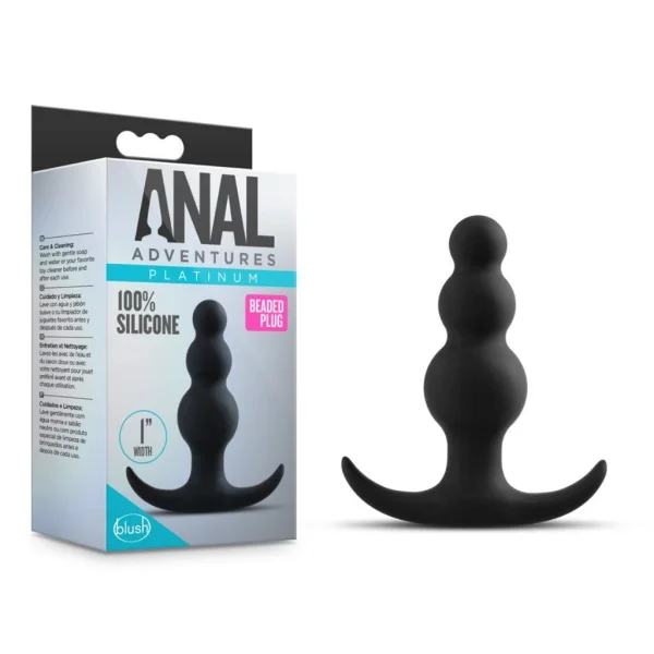 Blush Anal Adventures Platinum Black Beaded Plug
