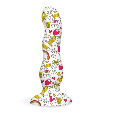 Collage Cupcake and Unicorns Curvy Silicone Dildo