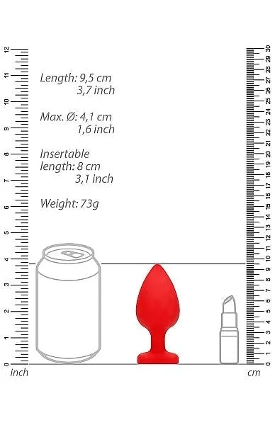 Diamond Heart Butt Plug - Extra Large - Red