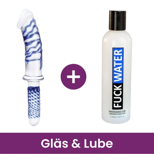 Gläs 11" Realistic Double Ended Glass Dildo - Clear & Blue