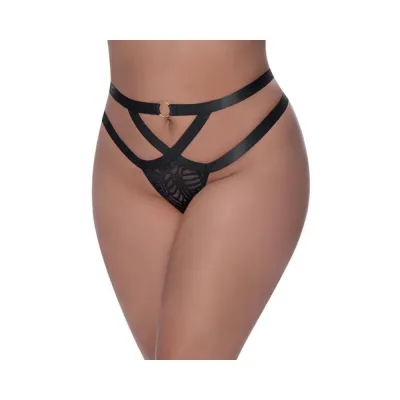 Women s Lingerie Magic Silk Rude Awakening Cheeky Panty Black Queen Size
