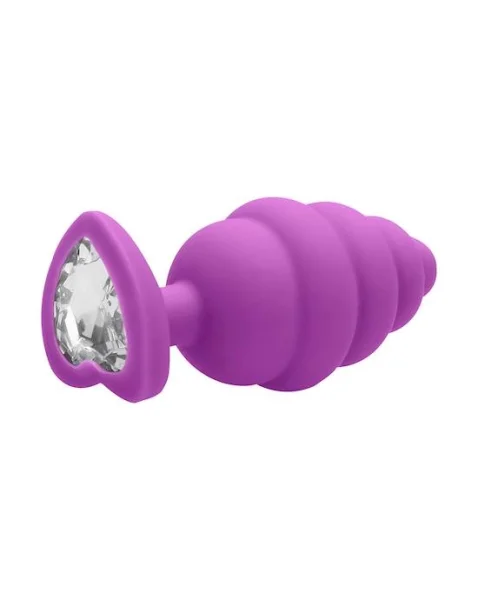 Extra Large Ribbed Diamond Heart Plug