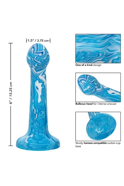 California Exotic Twisted Bulb Tip Probe 6" Marbled Silicone Dildo