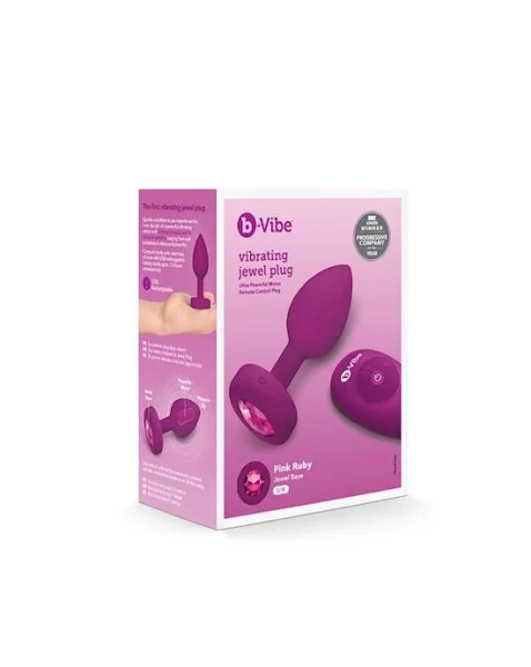 B-vibe Vibrating Jewel Plug - 3.8 Inch - Fuchsia - S/m