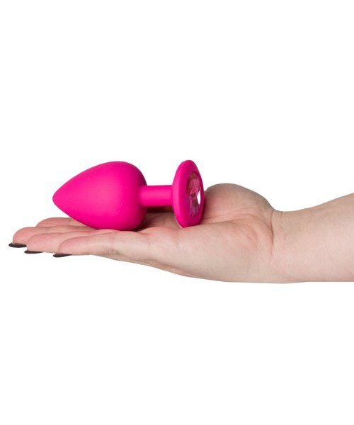 Bejewelled Pink Silicone Jewelled Butt Plug – 2.5, 3 or 3.5 Inch — image 6 of 6