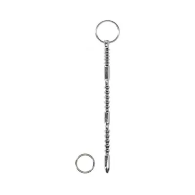 Ouch Urethral Sounding Metal Ribbed Dilator With Ring 9 Mm