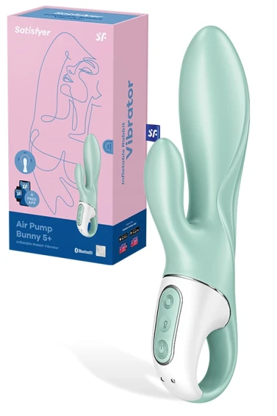 Satisfyer Air Pump Bunny 5 8" Inflatable Rabbit Vibrator with App Control