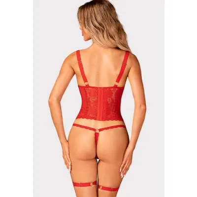 Beloved Lace Corset with Thong Detachable Garters By Obsessive