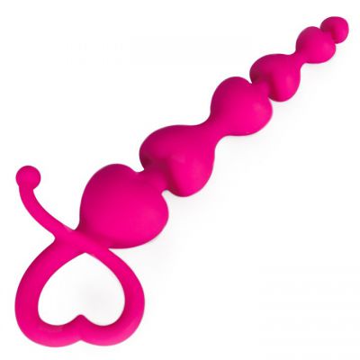 Bondara Silicone Heart Anal Beads 7 Inch