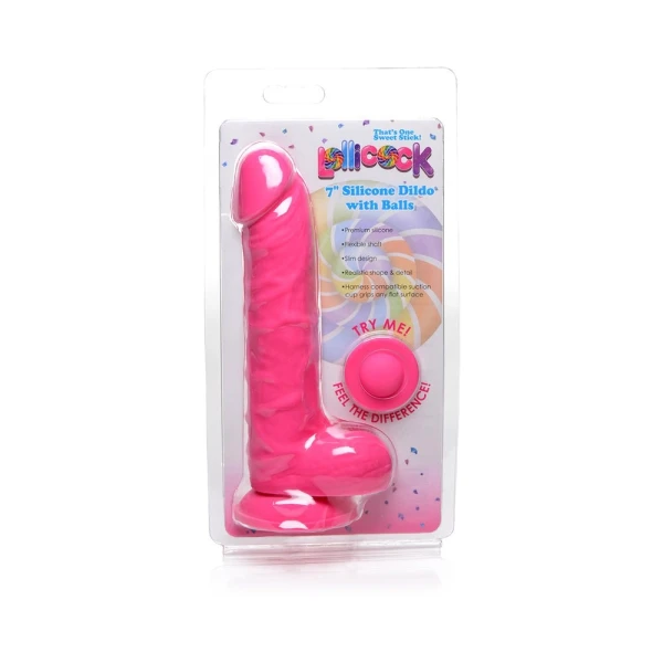 Lollicock Silicone Dildo With Balls 7 In. Cherry — image 6 of 6