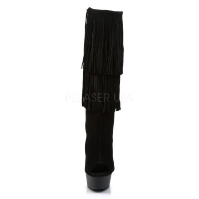 DELIGHT 2019 6 Heel 1 3 4 PF Open Toe Back Fringed Knee Boot
