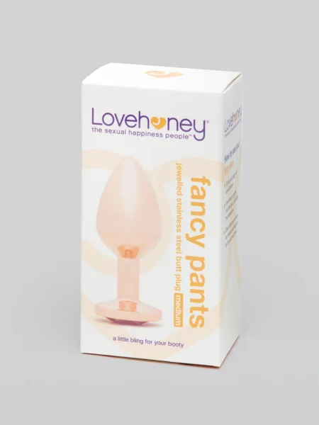 Lovehoney Luxury Crystal Stainless Steel Rose Gold Butt Plug 3 Inch