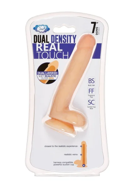 Cloud 9 Novelties Dual Density Real Touch 7 Inch With Balls - Brown